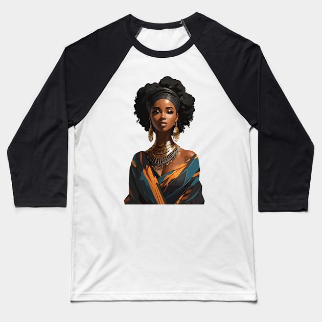 Afrocentric Woman Baseball T-Shirt by Graceful Designs